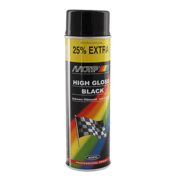 Bombe de peinture voiture - noir brillant - Motip pas cher