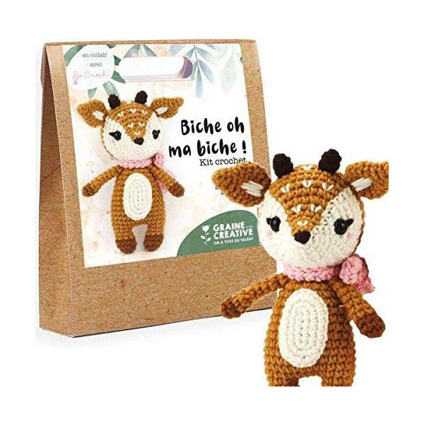 Kit créatif - Crochet - Biche Oh ma biche - Accessoires inclus - Graine créative