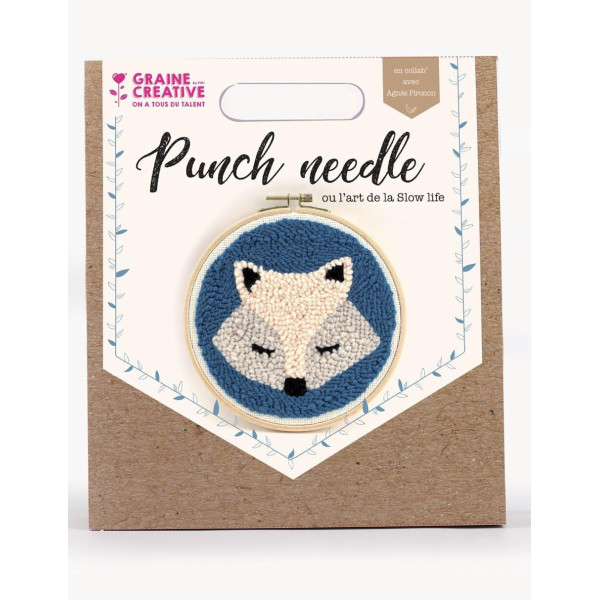 Kit créatif - Punch needle - Renard - 20cm diamètre - Accessoires inclus - Graine créative