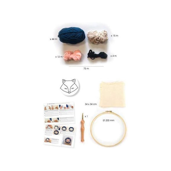 Kit créatif - Punch needle - Renard - 20cm diamètre - Accessoires inclus - Graine créative