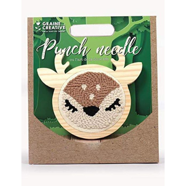 Kit créatif - Punch needle - Biche - 15cm diamètre - Accessoires inclus - Graine créative