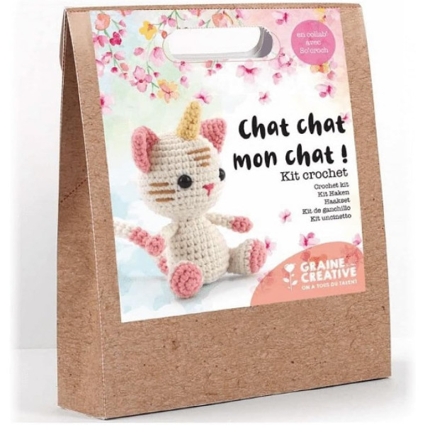 Kit créatif - Crochet - Chat chat, mon chat - Accessoires inclus - Graine créative