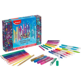 photo-Coffret - Crayons et feutres de coloriage à paillettes - 31 pièces - Maped Color'Peps