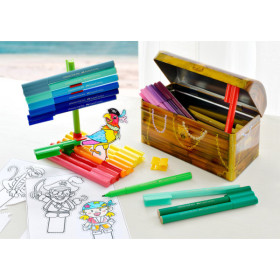 photo-33 feutres de coloriage - Boîte métal en forme coffre aux trésors - Faber-Castell - Connector