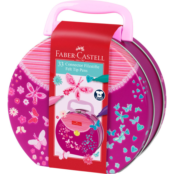 photo-33 feutres de coloriage - Boîte métal en forme de sac à main - Faber-Castell - Connector