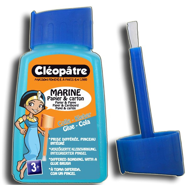 Colle marine - Scolaire - Cléopâtre - Pour papier et carton - Flacon avec pinceau