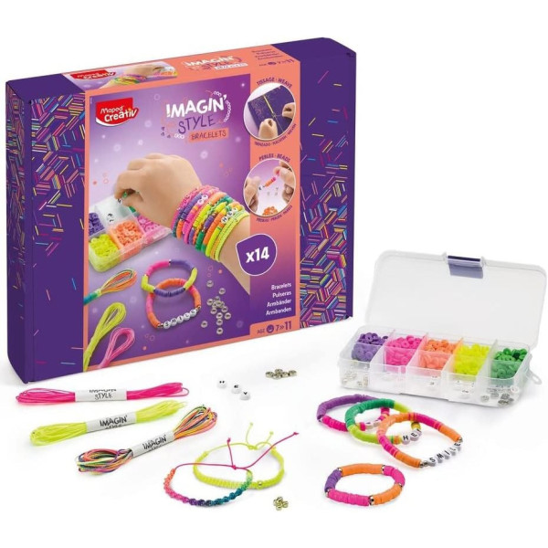Kit pour réaliser des bracelets - Couleurs néons - Enfant - Maped Creativ - Imagin'Style