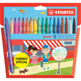 photo-Feutres de coloriage - 18 couleurs - Stabilo - Power 18 - Pointe moyenne