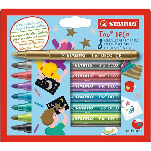 photo-Feutres de coloriage - Couleurs métallisées - Stabilo - Trio DECO - 8 couleurs