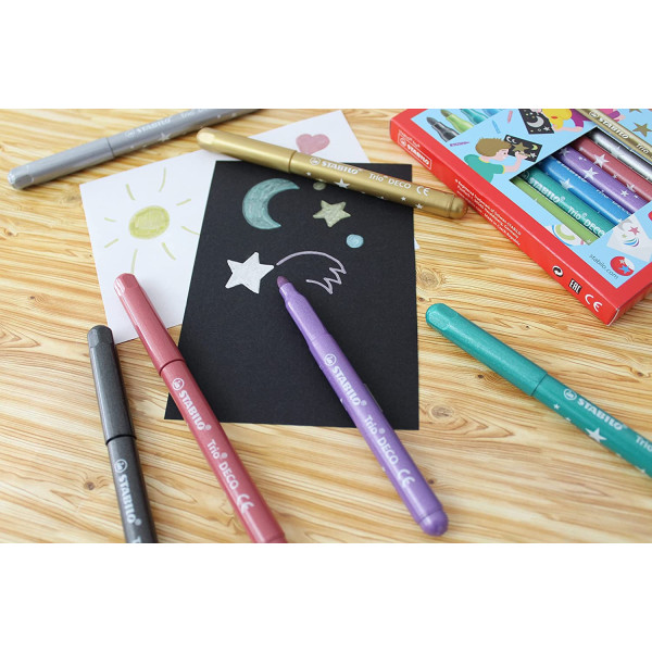 Feutres de coloriage - Couleurs métallisées - Stabilo - Trio DECO - 8 couleurs