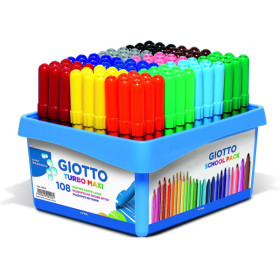 photo-Feutres de coloriage - Boîte de 108 feutres - 12 couleurs - Pointe maxi - GIOTTO