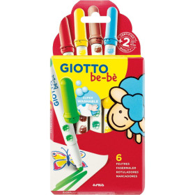 photo-Feutres de coloriage - Etui de 6 couleurs - Pointe maxi - Encre ultra-lavable - GIOTTO