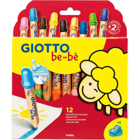 photo-Crayons de couleur - Etui de 12 couleurs - Pointe maxi - Taille-crayon - GIOTTO