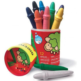 photo-Crayons de couleur - Cire - Dès 2 ans - Pot de 12 couleurs - GIOTTO