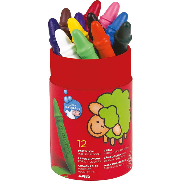 Crayons de couleur - Cire - Dès 2 ans - Pot de 12 couleurs - GIOTTO