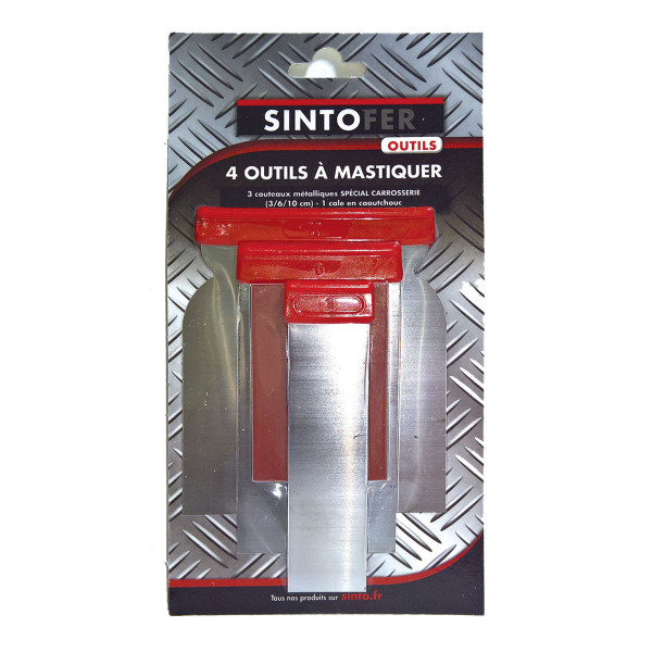 Lot de 4 outils à mastiquer 3 couteaux + 1 cale SINTO pas cher
