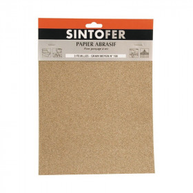 Lot de 3 feuilles abrasives ponçage à sec grain n°100 SINTO pas cher