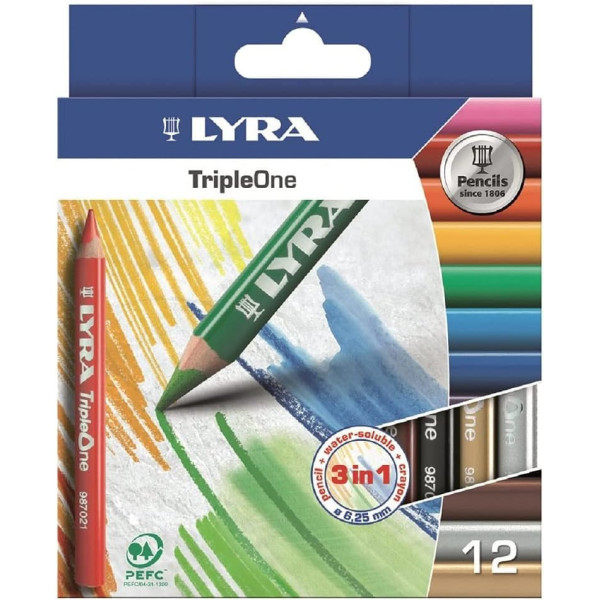 Petits crayons de couleur - Enfant - Coloriage - 12 couleurs - Lyra - TripleOne
