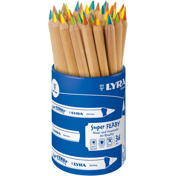 Crayons de couleur - Enfant - Coloriage - 36 couleurs - Mine 4 couleurs - Lyra - Super Ferby