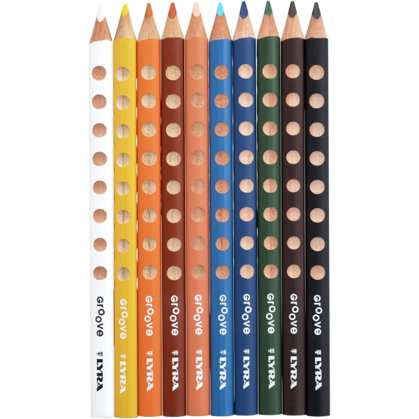 Crayons de couleur - Enfant - Coloriage - 10 couleurs - Résistant - Lyra - Groove Grip