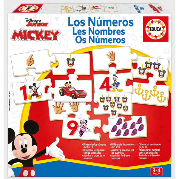 Jeu - Les nombres - Mickey - Enfant - 3 à 4 ans - Appendre les nombres - Educa