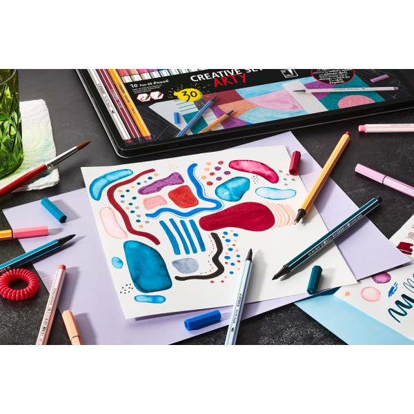 Feutres - STABILO ARTY - Coffret métal créatif - Pen 68 - Pen 68 Brush - Point 88