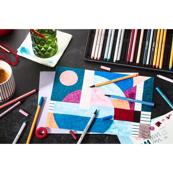 Feutres - STABILO ARTY - Coffret métal créatif - Pen 68 - Pen 68 Brush - Point 88