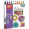 Feutres de coloriage - Avec des paillettes - 10 couleurs - Pointe ronde - Apli Kids