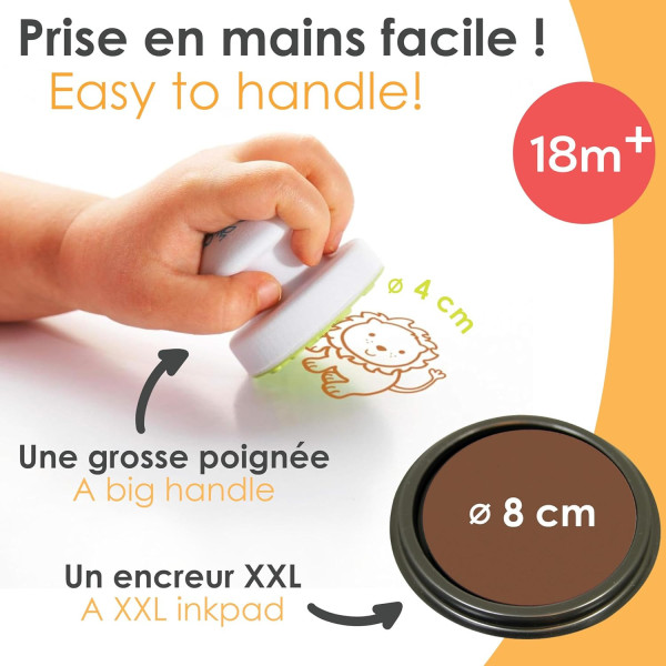 Tampons encreur - Pour enfant - Animaux savane - Encre lavable - Dès 2 ans - Aladine