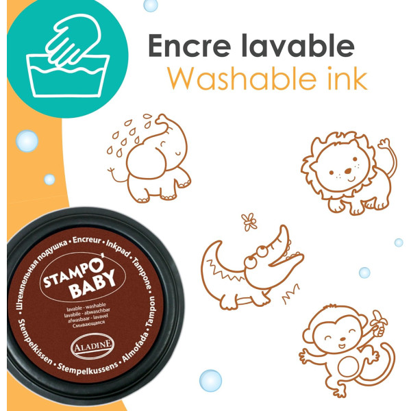 Tampons encreur - Pour enfant - Animaux savane - Encre lavable - Dès 2 ans - Aladine