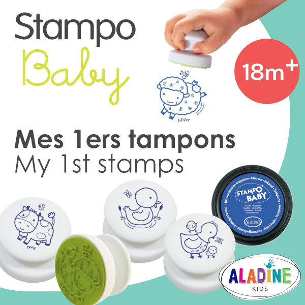 Tampons encreur - Pour enfant - Animaux de la ferme - Encre lavable - Dès 2 ans - Aladine