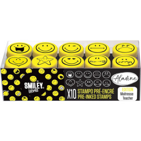 Tampons encreur - Smiley rigolos - Emoji - Encre lavable - 10 modèles