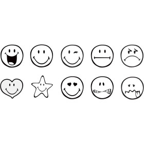 Tampons encreur - Smiley rigolos - Emoji - Encre lavable - 10 modèles