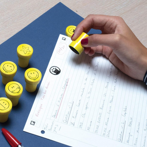 Tampons encreur - Smiley rigolos - Emoji - Encre lavable - 10 modèles