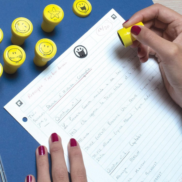 Tampons encreur - Smiley rigolos - Emoji - Encre lavable - 10 modèles