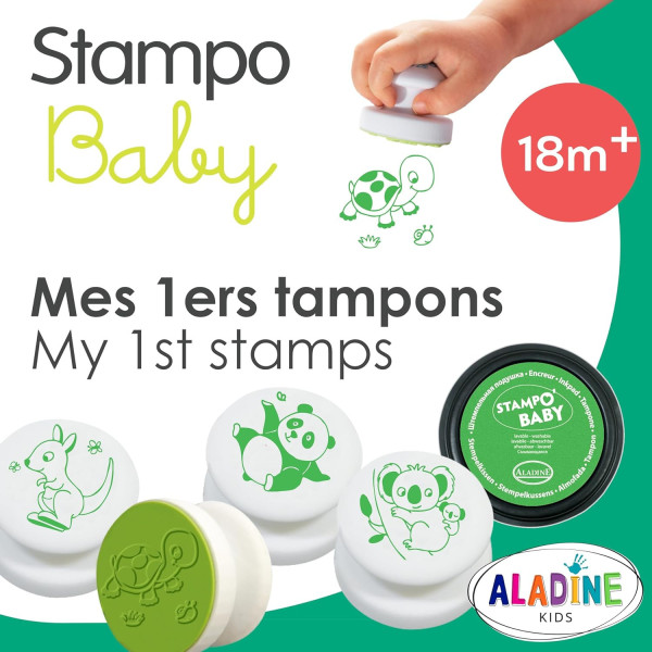 Tampons encreur - Pour enfant - Animaux mignons - Encre lavable - Dès 2 ans - Aladine