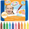 Crayons de coloriage - Pour le bain - Effaçable à l'eau - 10 couleurs - Aladine