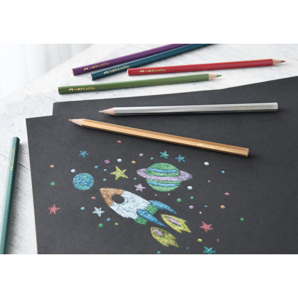 Crayons de couleur - 10 teintes métallisées - Coloriage - Enfant - Faber-Castell