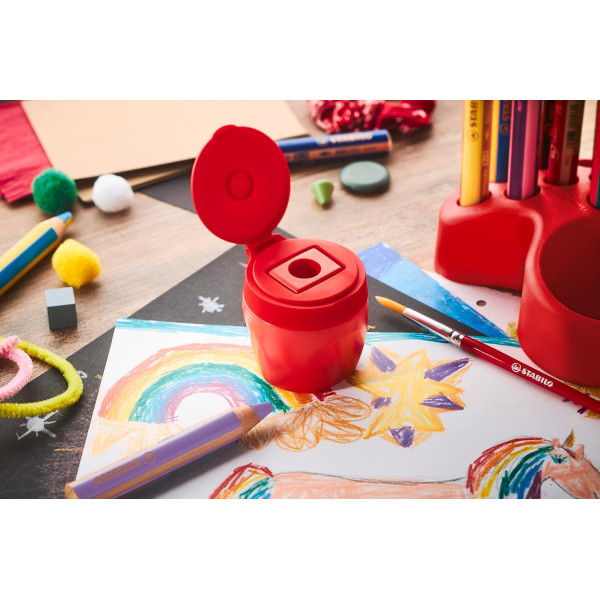 15 crayons de couleur - STABILO Woody 3 en 1 - Taille-crayon + pot de rangement