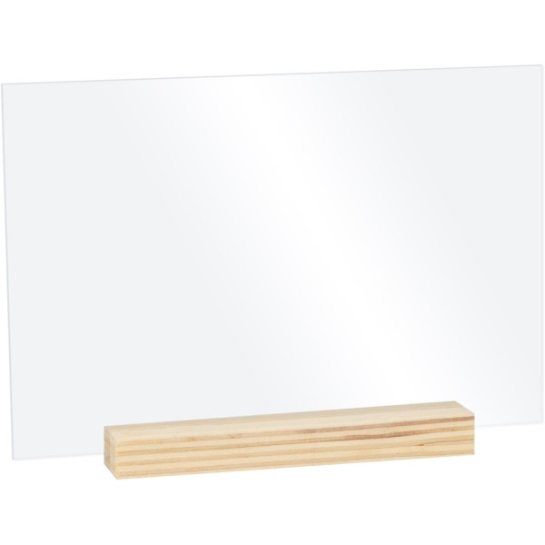 Marque-place - Déco de table - Plexiglas - Transparent - 10x15cm - Socle bois - 5 pièces