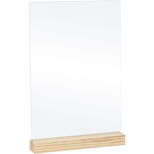 Marque-place - Déco de table - Plexiglas - Transparent - 10x15cm - Socle bois - 5 pièces