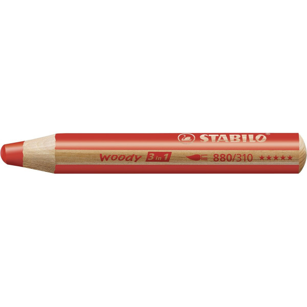 Crayons de couleur - STABILO Woody 3 en 1 - Arty - 18 couleurs + 1 taille-crayon + 1 pinceau