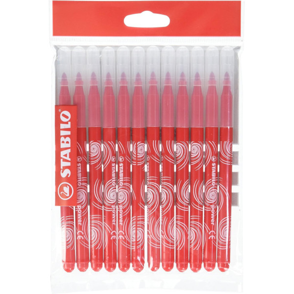 photo - Feutres de coloriage - STABILO power max - Rouge - Pointe large - 12 feutres