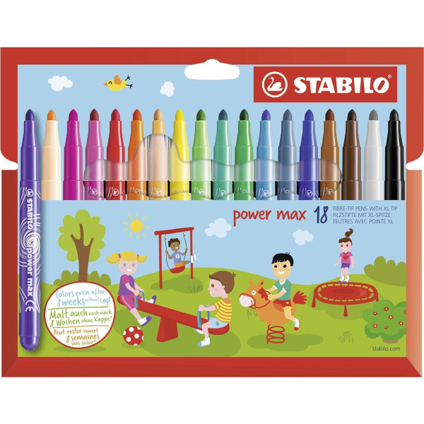 photo - Feutres coloriage - STABILO power max - Pointe large - Enfant - 18 couleurs