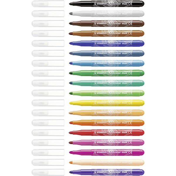 Feutres coloriage - STABILO power max - Pointe large - Enfant - 18 couleurs