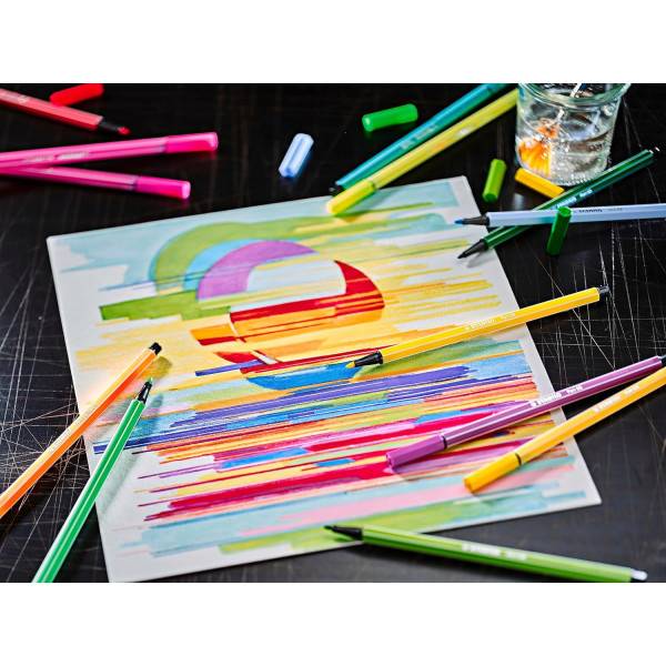 Feutres de coloriage - STABILO Pen 68 Arty - Pointe moyenne - Trousse - 25 couleurs