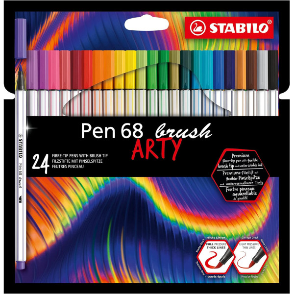photo - Feutres - STABILO Pen 68 Brush - Arty - Pointe pinceau - 24 couleurs