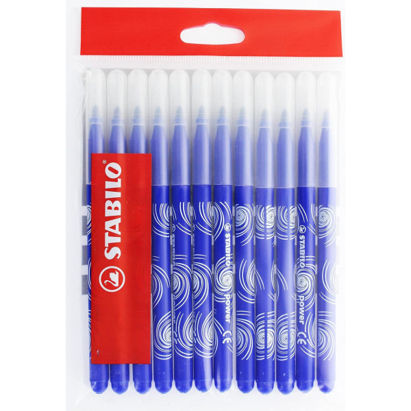 photo - Feutres de coloriage - STABILO power max -  Bleu - Pointe large - 12 feutres