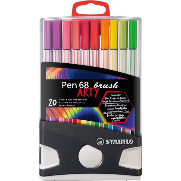 photo - Feutres coloriage - STABILO Pen 68 brush - Arty - Mine pinceau - 20 couleurs