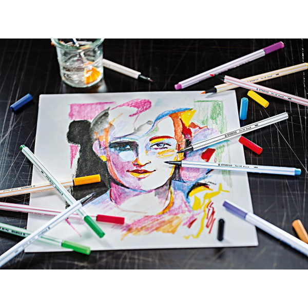 Feutres coloriage - STABILO Pen 68 brush - Arty - Mine pinceau - 20 couleurs